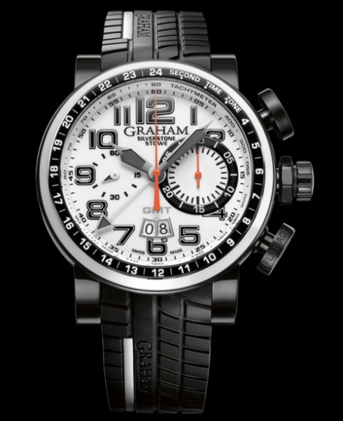 Graham London New Black and White Silverstone Stowe GMT